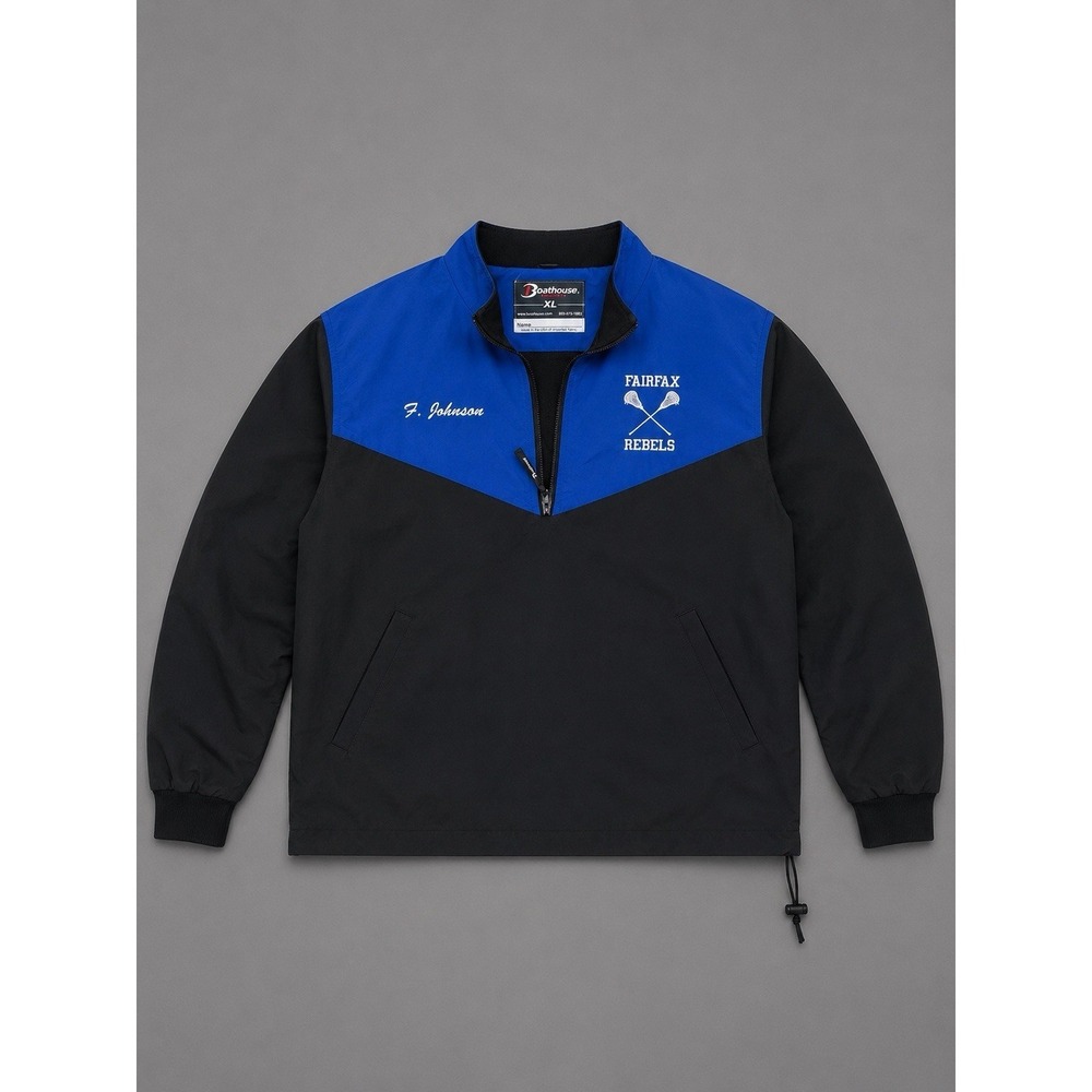 Boathouse Fairfax Rebels Lacrosse  Jacket Men's XL Black Quarter Zip Windbreaker